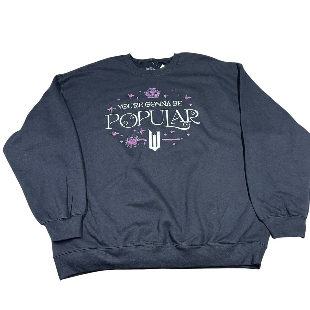 Wicked You're Gonna Be Popular Crewneck Sweatshirt XL Black‎ Musical NWT Glinda